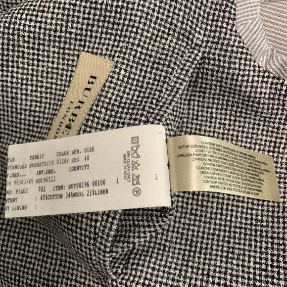 BURBERRY LONDON Black White Houndstooth Cotton Blend Sport Coat - Picture 6 of 7